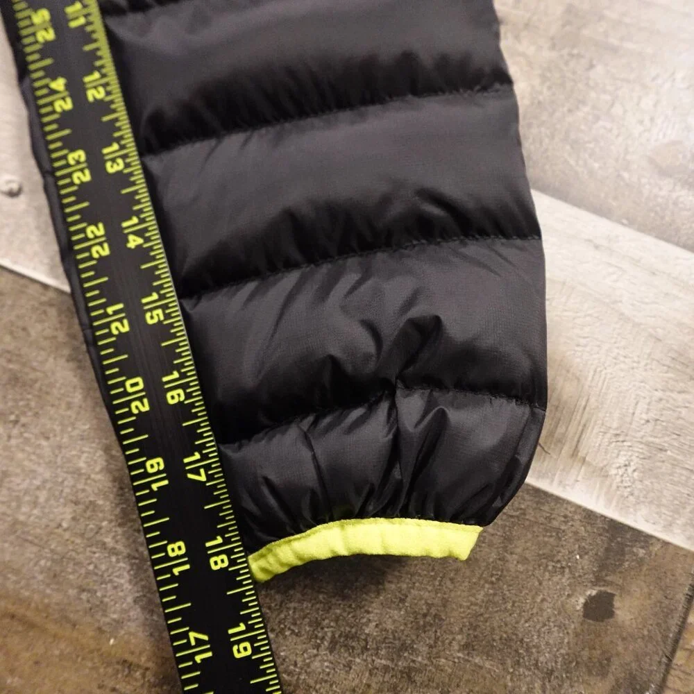 Eddie Bauer Kids Hooded‎ Down Puffer Jacket Large (14/16) Black Neon Trim